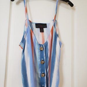 Polly&Esther Striped Wood Button Woven Тор